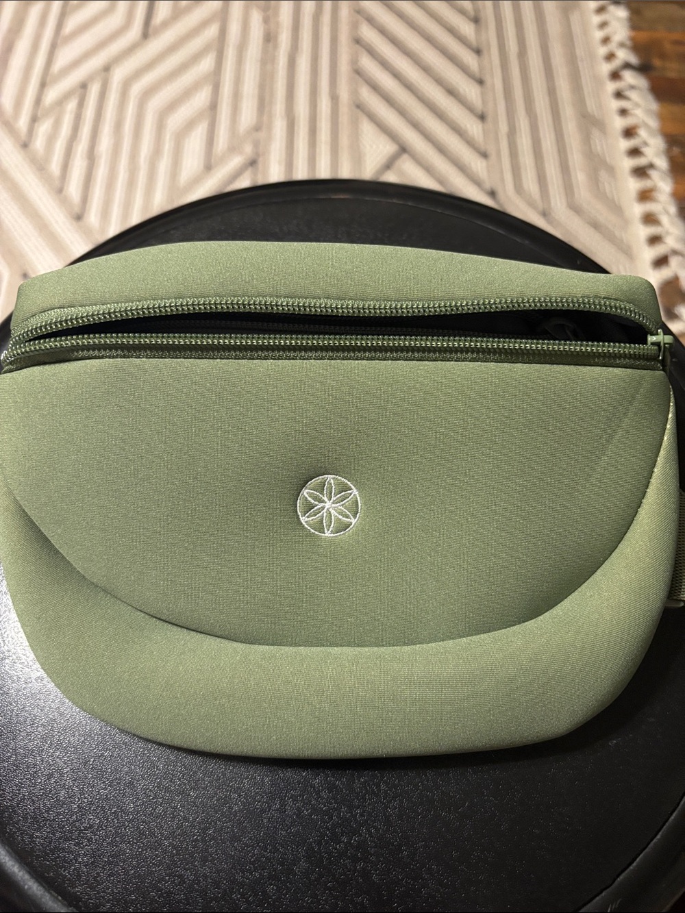 GAIAM Olive Green Neoprene Crossbody Bag with Embroidered Logo